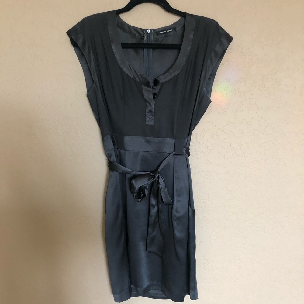 Nanette Lepore grey silk belted mini dress